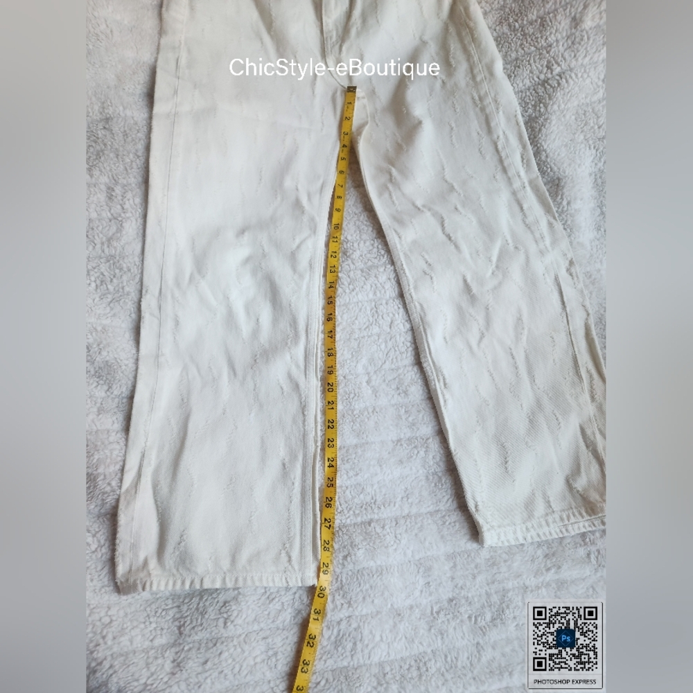Zara co-ord set Textured Pocket Vest SZ L+ textured distressed pants 8 Ecru nwt - Picture 10 of 16